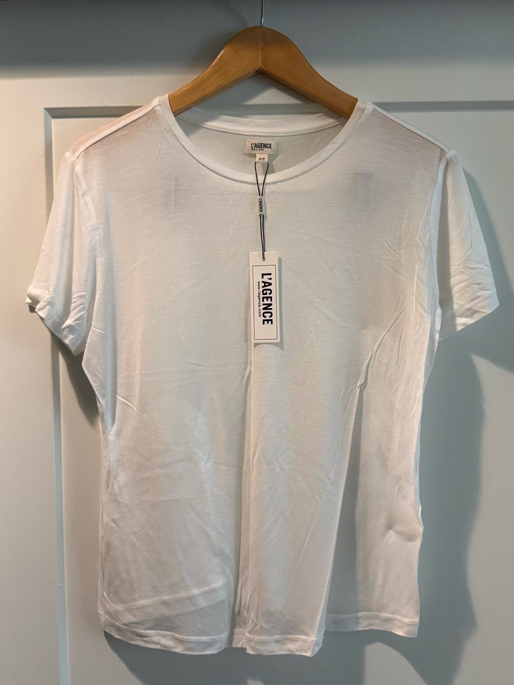 L'AGENCE White Remi Short-Sleeve Crew Tee Size Small
